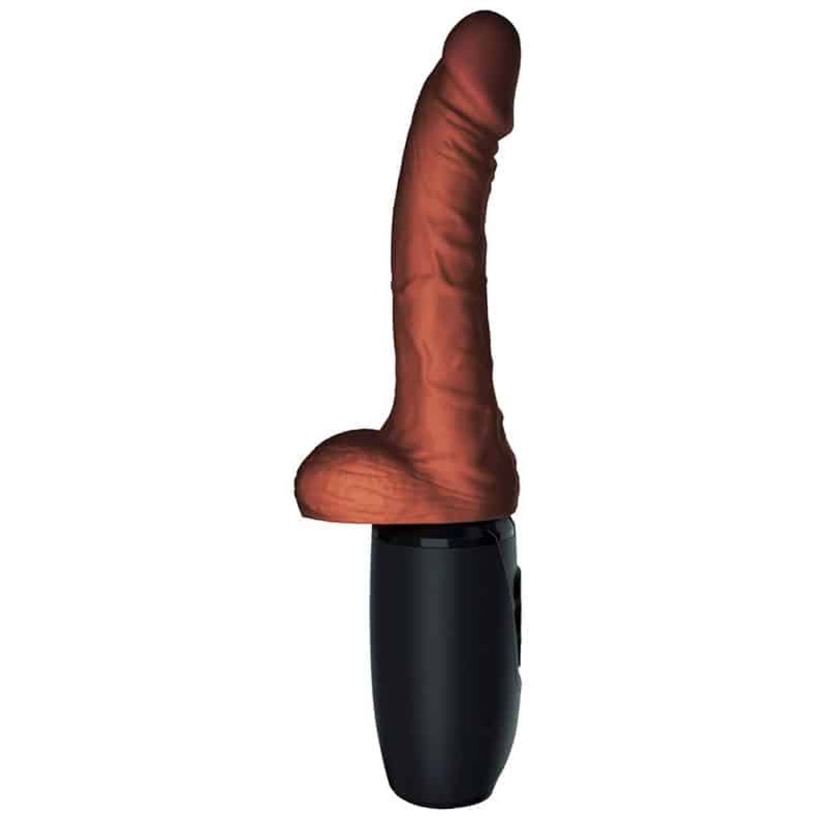 King Cock ® Plus Thrusting Dildo med Kugler og Varme 19 cm Brun