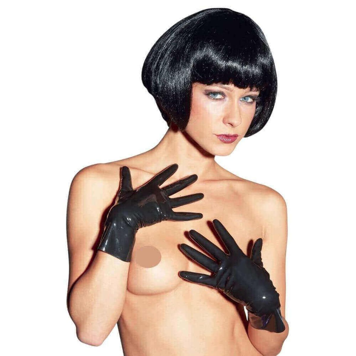 LATE X - Korte sorte latex handsker l