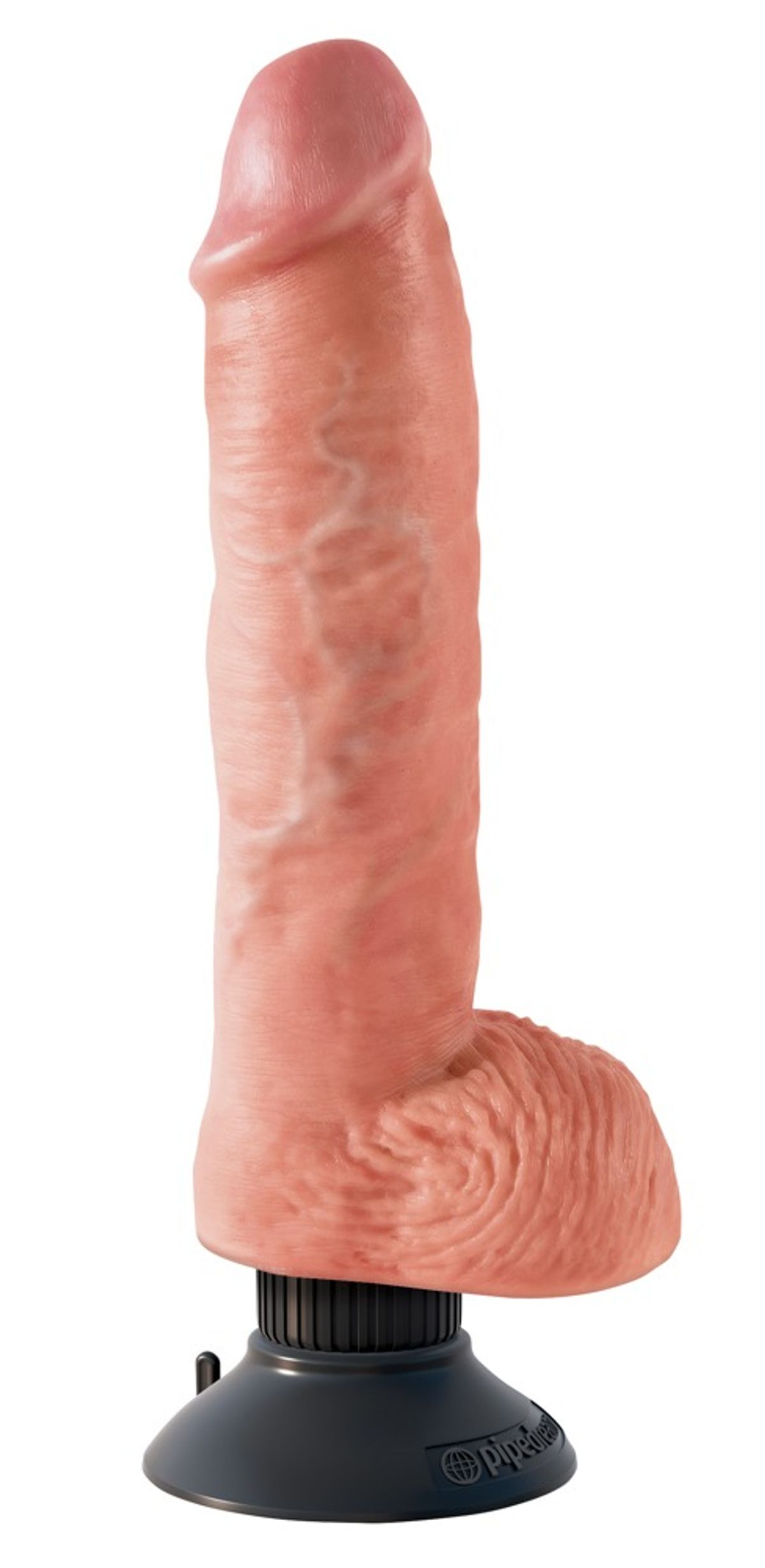 Naturvibrator âVibrating Cock with Ballsâ med sugekop, som kan skrues af