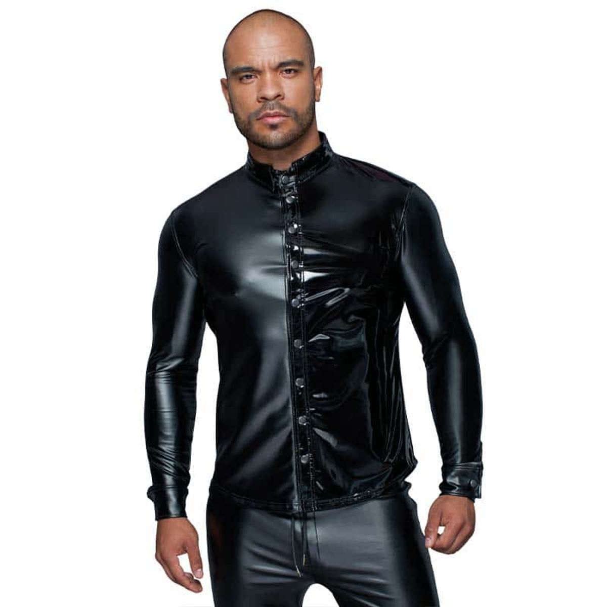Noir Handmade Amadis Wetlook Skjorte Sort - XXL
