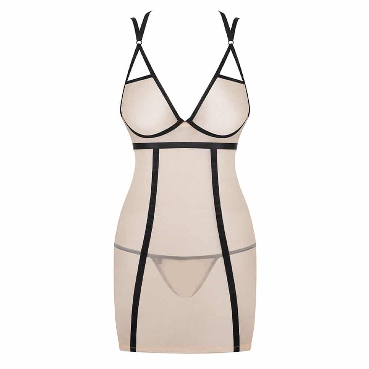 Obsessive Nudelia Chemise og G-Streng Nude - S/M