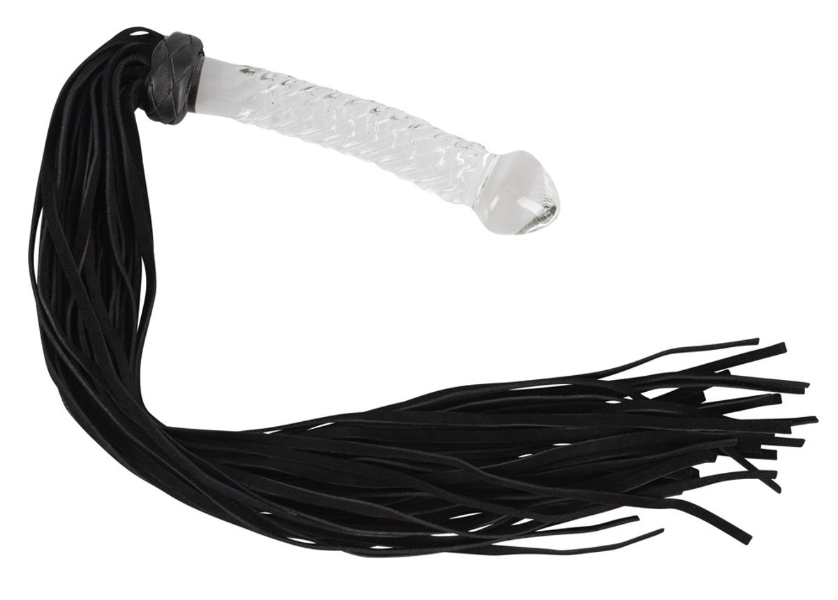 Pisk Whip, mikrofibrebånd på glashåndtag/dildo