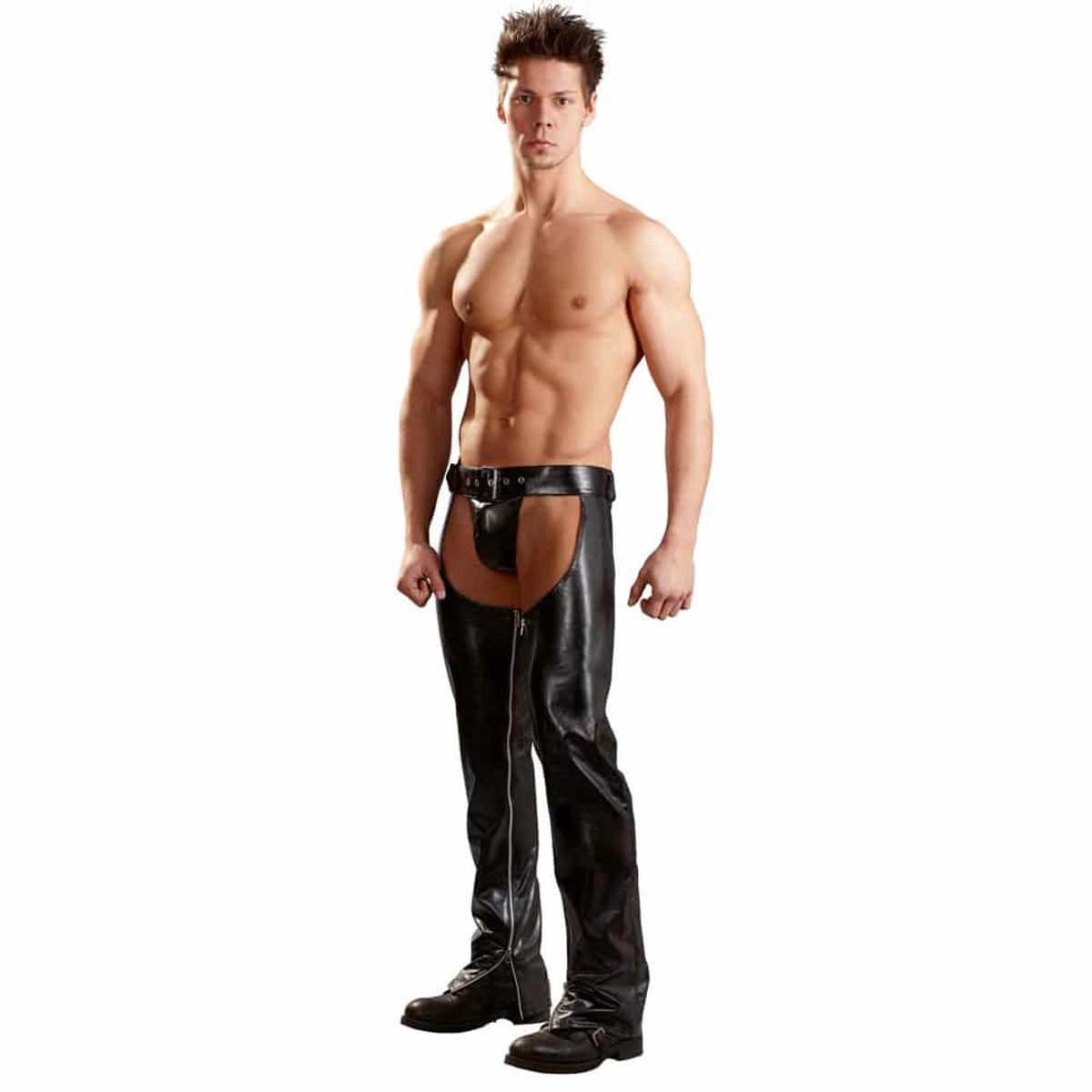 SvenJoyment Sort Ride Chaps og G-streng til Mænd - XL