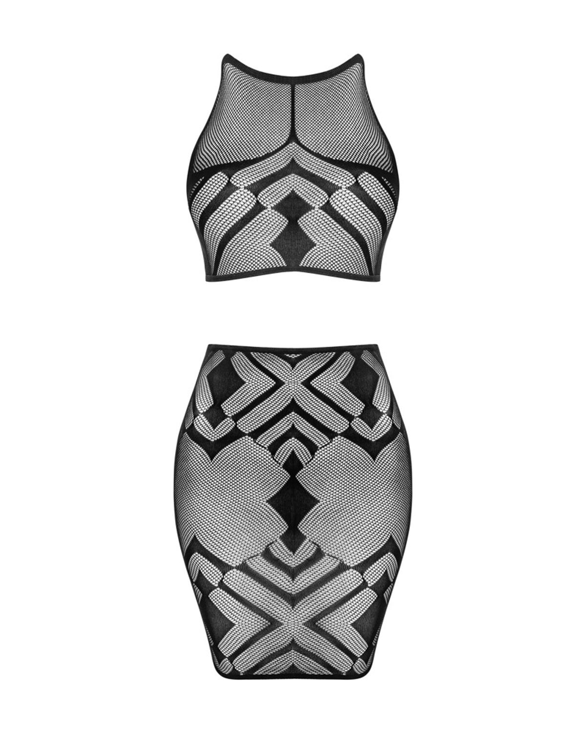 Top plus nederdel i et unikt mesh-look